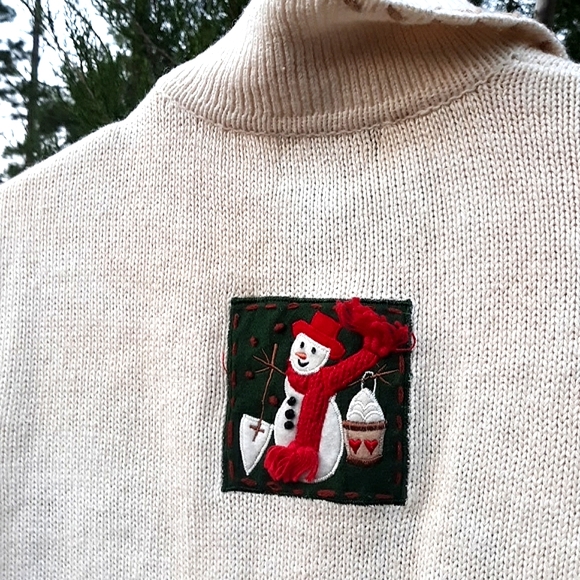 Christmas Winter Ugly Sweater Snowman Cardigan Studio Joy - Picture 7 of 8